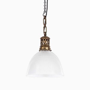 Antique Holophane Stiletto Glass Pendant Light, 1920s