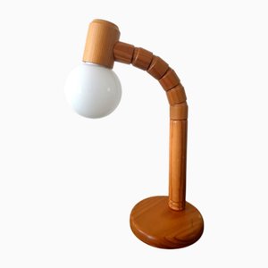 Scandinavian Articulated Lamp in Pine and Opaline, 1960s