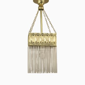 Französische Jugendstil Hängelampe mit Glasstäben, 1890er