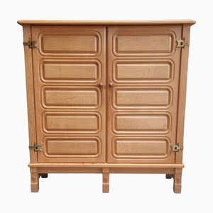 Vintage Brutalist Cabinet in Light Oak by Guillerme & Chambron for Votre Maison