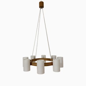 Swedish Pine Chandelier by Uno & Östen Kristiansson for Luxus, 1960s