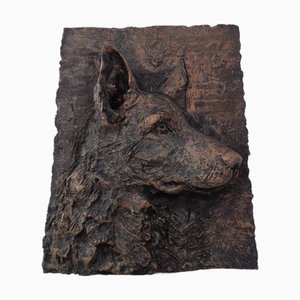 Großes Kupferfarbenes Relief mit Schäferhunden, 1960er