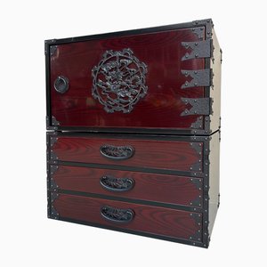 Vintage Japanese Tansu Chest, 1980s, Set of 2