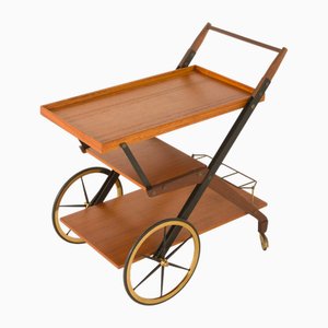 Chariot de Bar Vintage en Teck, Italie, 1960s