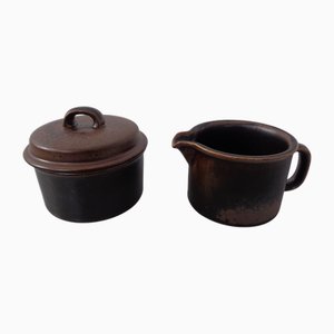 Pot à Lait et Sucrier Ruska par Ulla Procope pour Arabia, Finlande, 1960s, Set de 2