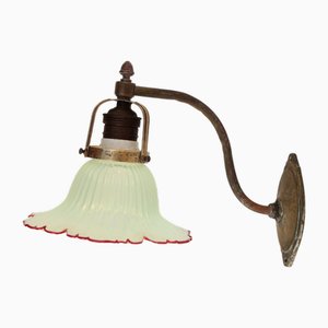 German Vaseline Glass Flower-Shaped Wall Light, 1890s