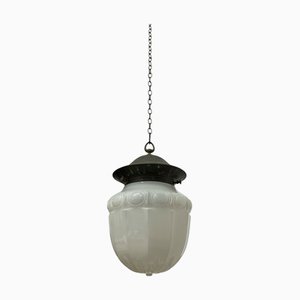 Antique Opaline Milk Glass Pendant, 1890s