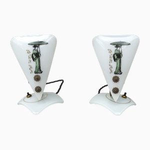 Japanische Zierliche Tischlampen, 1950er, 2er Set