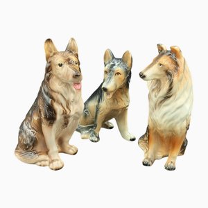 Vintage Japanese Porcelain Dogs by Kato Kogei, 1970s, Set of 3