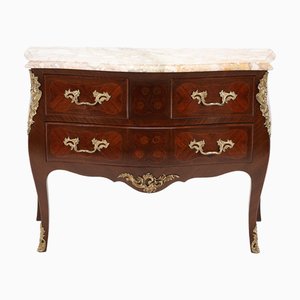 Antique French Louis XV Style Chest of Drawers with Siena Yellow Marble Top, 1900
