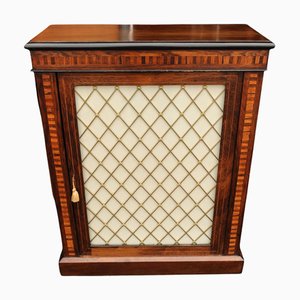 Victorian Rosewood Pier Cabinet with Glazed Front and Lattice Gilt Metal, 1890s