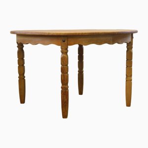 Nordic Brutalist Dining Table in Oak by Henning Kjærnulf, 1960s