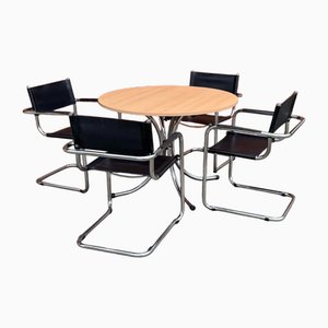 Italian Round Effezeta Dining Table with Chairs, 1990s, Set of 5