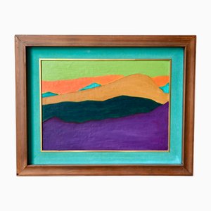 Bunte Landschaft Lyrische Abstraktion, 1980er, Acrylfarbe, Gerahmt