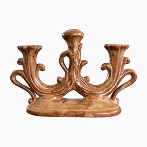 Vintage Brown Ceramic Candlestick