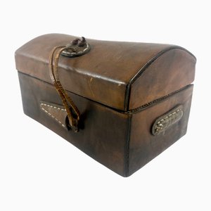 Vintage Hand-Crafted Leather Jewelry Box, 1980s