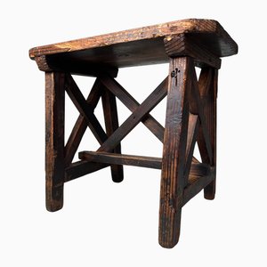 Vintage Japanese Wooden Stool, 1920s
