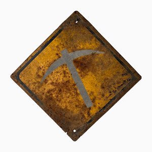 Vintage Japanese Metal Warning Sign, 1950s