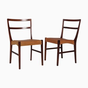 Chaises de Salle à Manger en Palissandre et Cuir d'Ameublement attribuées à Johannes Andersen