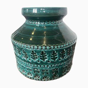 Jarrón en verde oscuro de Aldo Londi para Bitossi Ceramiche, Italia, años 70