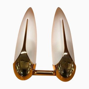 Wall Lights in Smoked Glass and Gilt Metal from Idearte, Spain, 1980s, Set of 2