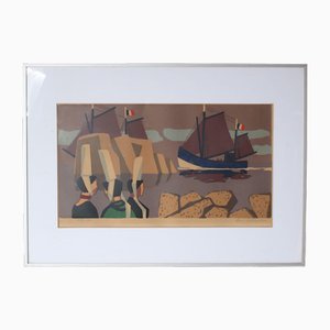 Lars Norrman, Coastal Scene, 1950s, Lithograph, Framed