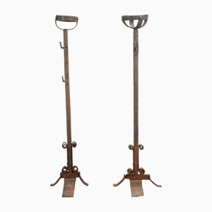 Grands Piédestaux pour Réchauffer la Plat en Fer Forgé, Set de 2