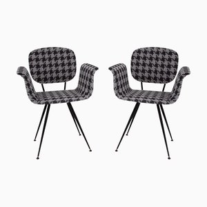 Set of Mid-Century Armchair in Houndstooth Fabric, Italy, 1950s