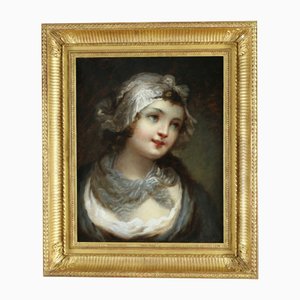 Después de Jeanne-Philiberte Ledoux, Retrato de una niña con un capó, 1800, pintura, enmarcado