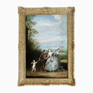 Philippe Mercier nach Antoine Watteau, Galant Scene, Öl auf Leinwand, Gerahmt