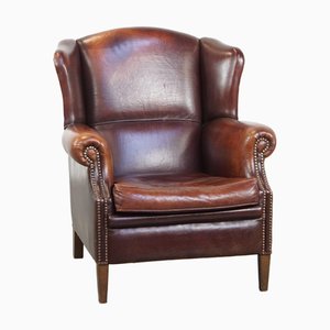 Vintage Sheep Leather Wing Chair