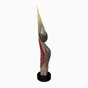 20th Century Wooden Sculpture Woman with Bird by Calin Hentea