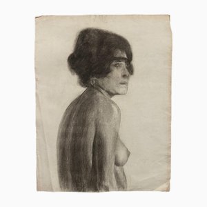 Berger-Lheureux, Bust of a Nude Woman, Charcoal Drawing