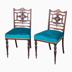 Edwardian Rosewood Inlaid Salon Chairs, Set of 2