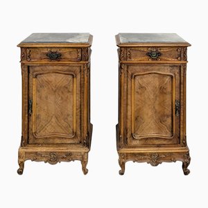 Tables de Chevet Style Louis XV en Noyer, Set de 2