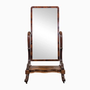 Specchio Psyche, periodo di restauro, impiallacciato in mogano fiammato