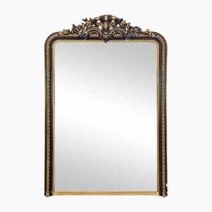 Large Napoleon III Mirror with Double Black and Gold Patina