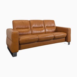 Fawn Colored Leather Sofa, 1970s