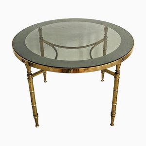 Hollywood Regency Gilt Bronze Circular Coffee Tables from Maison Charles, 1960s