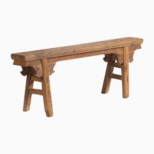 Antique Elm Wood Bench, 1870