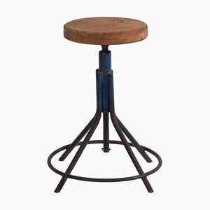 Industrial Navy Blue Stool, 1950