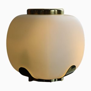 Opaline Glass and Brass Table Lamp by Alfredo Barbini for Enrico Tronconi, 1970s