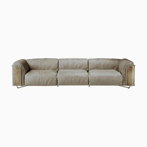 Stone Leather Saint Germain Sofa by Gio Pagani