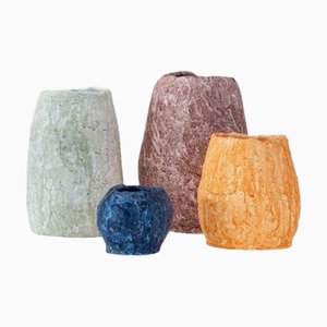 Orange Ochre and Prussian Blue Vases by Daniele Giannetti, Set of 4