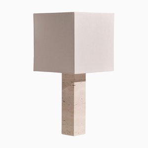 White Travertine Large Roma 1 Square Table Lamp by Nassi