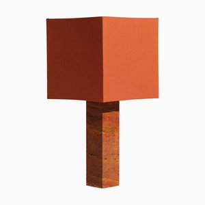 Red Travertine Large Roma 1 Square Table Lamp by Nassi