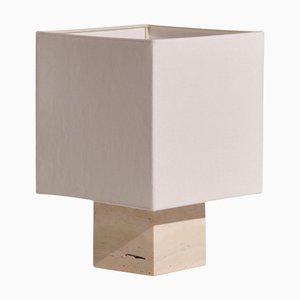 Petite Lampe de Bureau Roma 1 Carrée en Travertin Blanc par Nassi