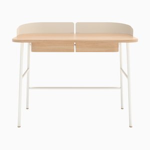 Iridescent White Metal Victor Desk in Natural Oak by Harto
