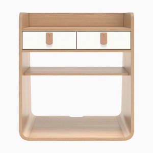 White Suzon Floating Nightstand in Natural Oak by Harto