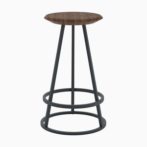 Taburete de bar Gustave de metal en gris pizarra de nogal natural de Harto
